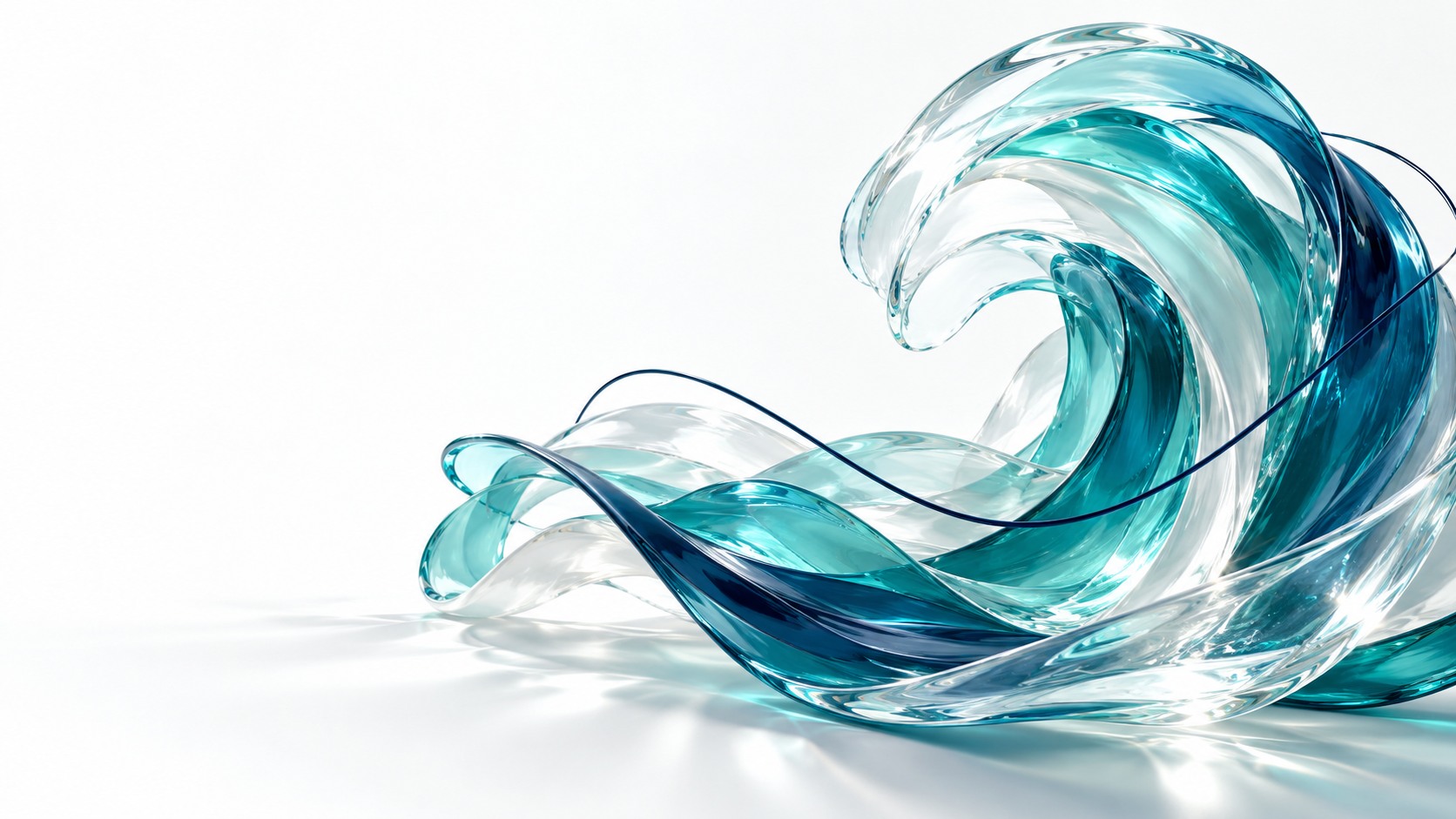 AI-generated abstract teal glass wave, supporting artwork for Jen’s music